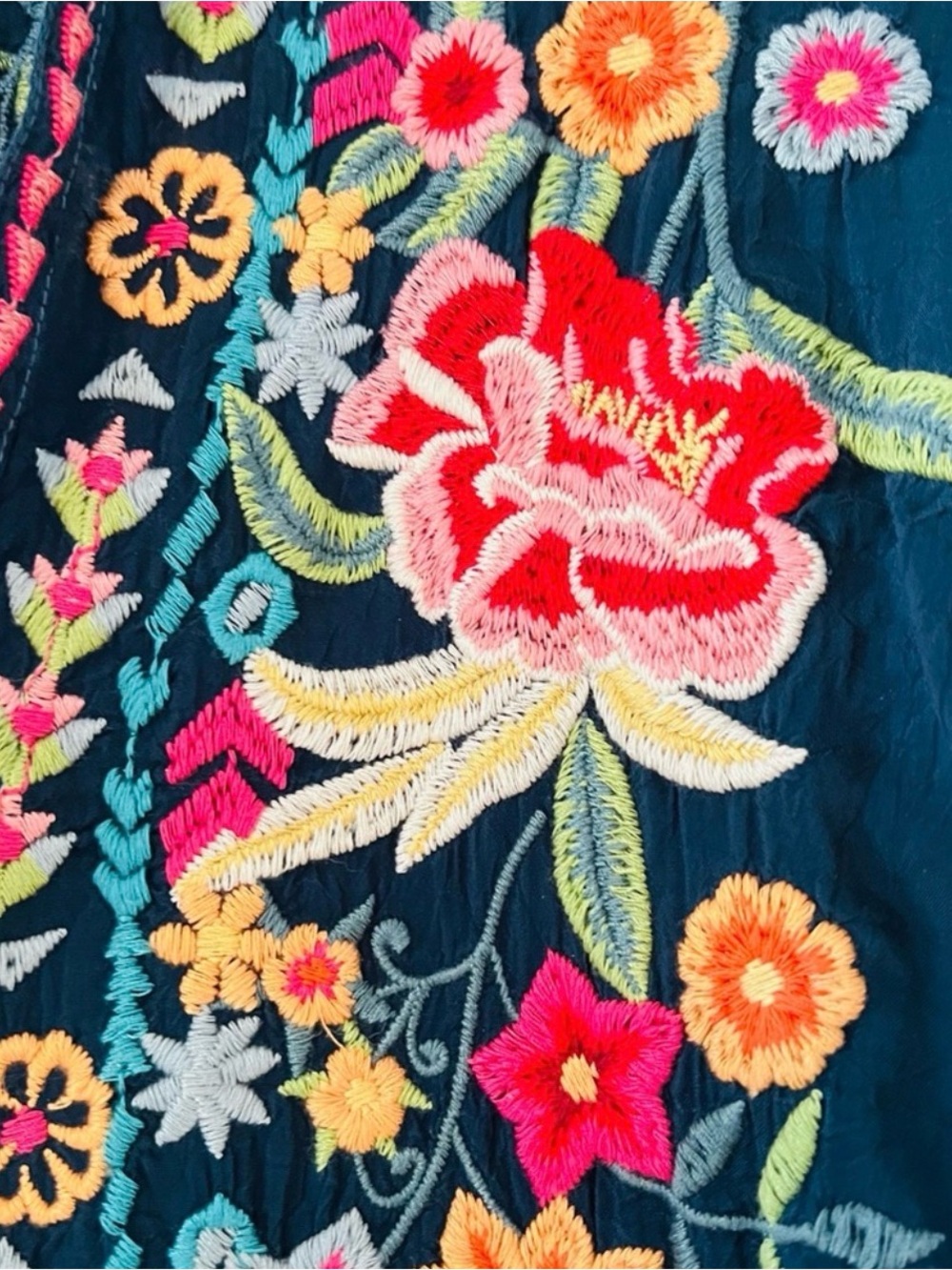 Johnny Was Annette Floral Embroidered Tunic Blue Size XS - Picture 7 of 9